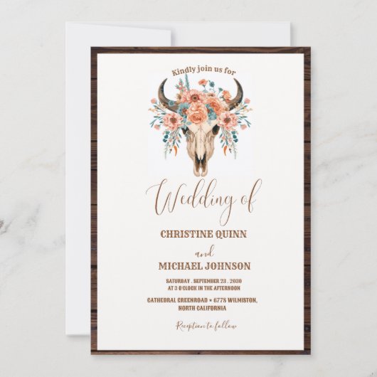 Elegante minimalistische Boho Westerne Cowboy brui Kaart (Voorkant)