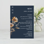Elegante minimalistische Boho Wildflower Trouwtafe Menu (Staand voorkant)