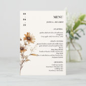Elegante minimalistische Boho Wildflower Trouwtafe Menu (Staand voorkant)