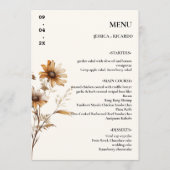 Elegante minimalistische Boho Wildflower Trouwtafe Menu (Voorkant)