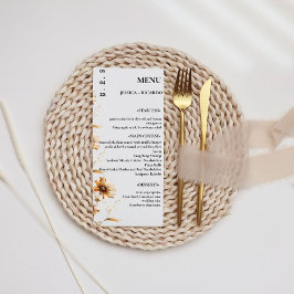 Elegante minimalistische Boho Wildflower Trouwtafe Menu