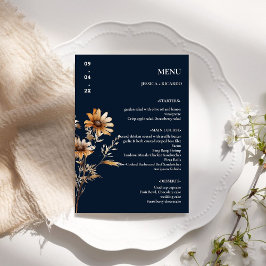 Elegante minimalistische Boho Wildflower Trouwtafe Menu