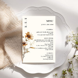 Elegante minimalistische Boho Wildflower Trouwtafe Menu