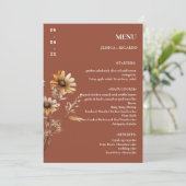 Elegante minimalistische Boho Wildflower Trouwtafe Menu (Staand voorkant)