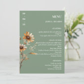 Elegante minimalistische Boho Wildflower Trouwtafe Menu (Staand voorkant)