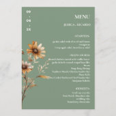 Elegante minimalistische Boho Wildflower Trouwtafe Menu (Voorkant)