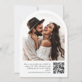 Elegante minimalistische boog bruiloft FOTO QR-cod Kaart (Achterkant)