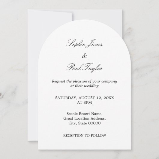 Elegante minimalistische boog bruiloft uitnodiging (Voorkant)