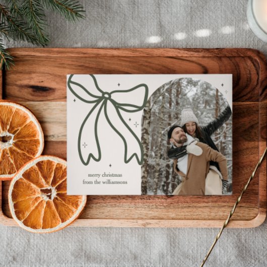 Elegante minimalistische boog enkele foto feestdagenkaart