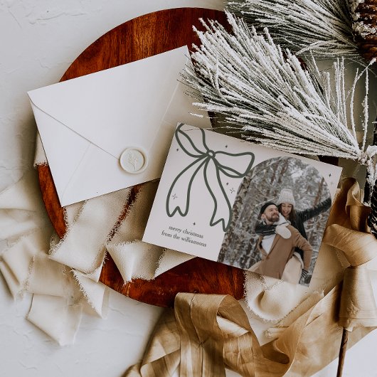 Elegante minimalistische boog enkele foto feestdagenkaart