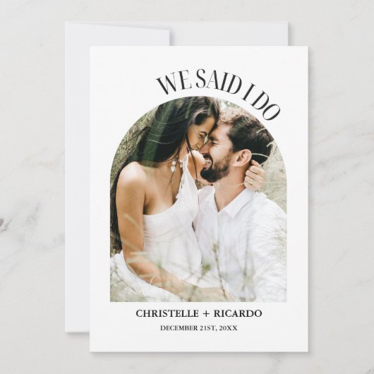 Elegante minimalistische boog trouwkaart aankondiging (Voorkant)