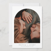 Elegante minimalistische boogfoto Bewaar de datum Kaart (Achterkant)