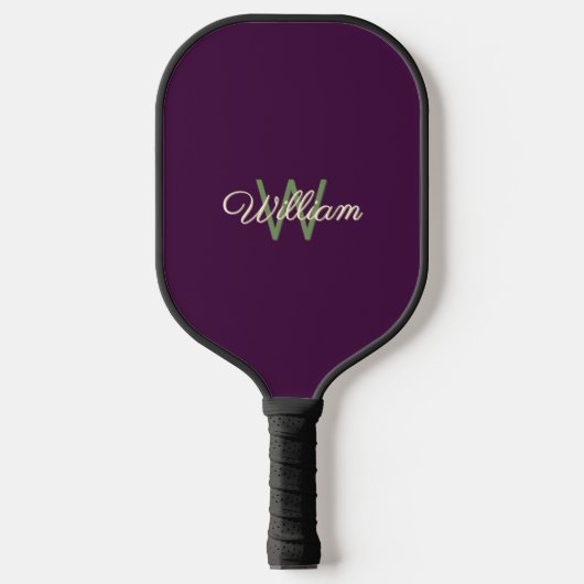 Elegante Minimalistische Bordeauxgroene Monogram Pickleball Paddle (Voorkant)