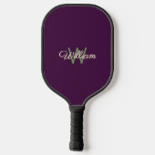 Elegante Minimalistische Bordeauxgroene Monogram Pickleball Paddle (Achterkant)