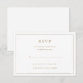 Elegante minimalistische border gouden bruiloft RSVP kaartje (Voorkant / Achterkant)