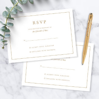 Elegante minimalistische border gouden bruiloft RSVP kaartje