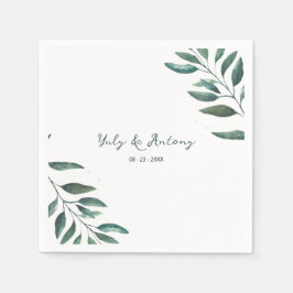 Elegante Minimalistische Botanische Blad Tafel Servet
