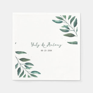 Elegante Minimalistische Botanische Blad Tafel Servet