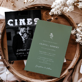 Elegante minimalistische botanische foto bruiloft kaart