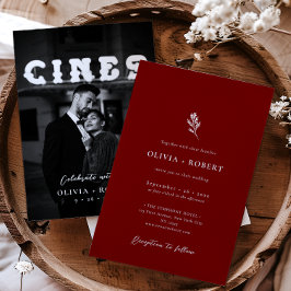 Elegante minimalistische botanische foto bruiloft kaart