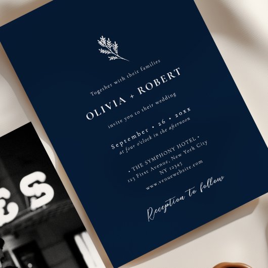 Elegante minimalistische botanische foto bruiloft kaart