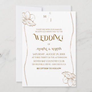 Elegante Minimalistische Botanische Gouden Lijnkun Kaart