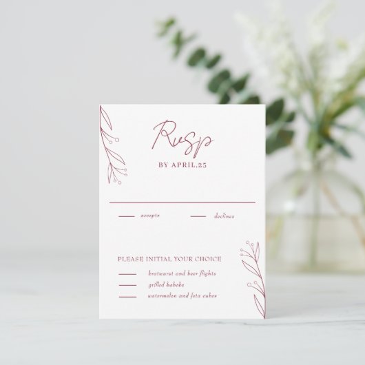 Elegante minimalistische botanische kaart in borde (Staand voorkant)