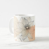 Elegante minimalistische botanische lijnkunst Flor Koffiemok (Voorkant links)