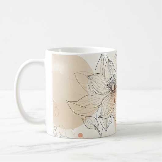 Elegante minimalistische botanische lijnkunst Flor Koffiemok (Links)