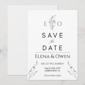 Elegante Minimalistische Botanische 'Save the Date (Voorkant / Achterkant)