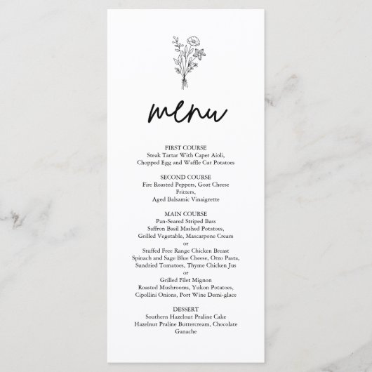 Elegante minimalistische botanische terracotta bru menu (Voorkant)