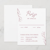 Elegante Minimalistische Botanische Wijnrode RSVP  (Voorkant / Achterkant)