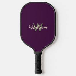 Elegante minimalistische Bourgogne Green Monogramm Pickleball Paddle
