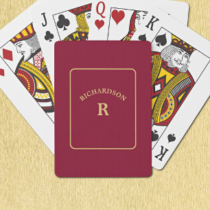 Elegante Minimalistische Bourgondiër Gouden Brug S Pokerkaarten
