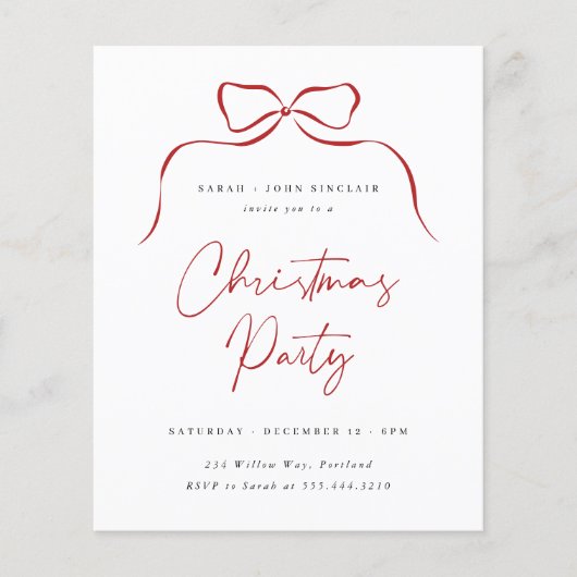 Elegante minimalistische Bow Budget Kerstfeest (Voorkant)