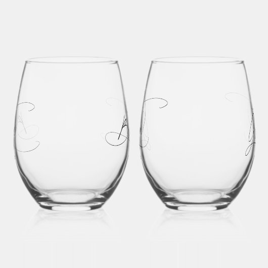 Elegante minimalistische bruid en bruidegom wijnglas zonder voet (Rechts)