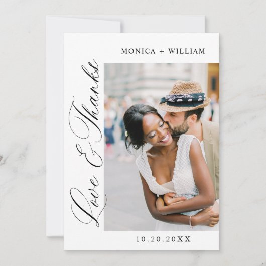 Elegante minimalistische bruiloft 2 foto QR-code Bedankkaart (Voorkant)