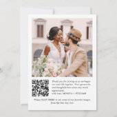 Elegante minimalistische bruiloft 2 foto QR-code Bedankkaart (Achterkant)