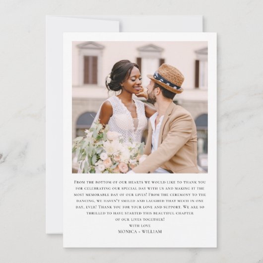 Elegante minimalistische bruiloft 2 foto QR-code Bedankkaart (Achterkant)