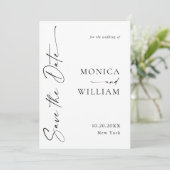 Elegante minimalistische bruiloft 2 foto QR-code Save The Date (Staand voorkant)