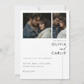 Elegante minimalistische bruiloft 3 foto kaart (Achterkant)