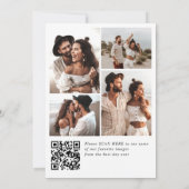 Elegante minimalistische bruiloft 5 foto QR-code Bedankkaart (Achterkant)