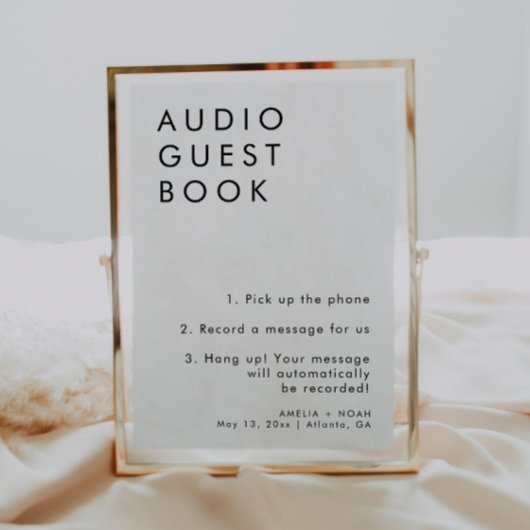 Elegante minimalistische bruiloft Audio Guestbook  Kaart