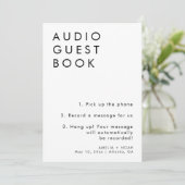 Elegante minimalistische bruiloft Audio Guestbook  Kaart (Staand voorkant)