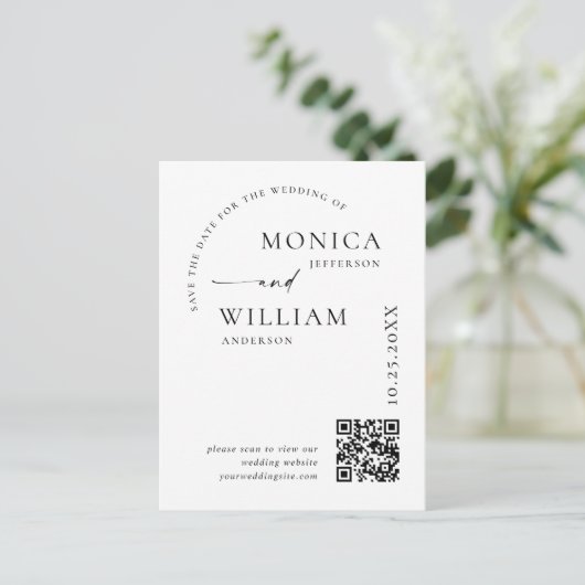 Elegante minimalistische bruiloft Bewaar de datum Briefkaart (Staand voorkant)