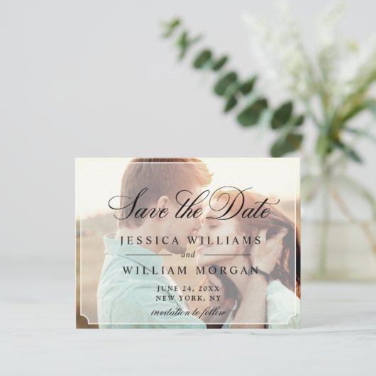 Elegante minimalistische bruiloft Bewaar de datum Briefkaart (Staand voorkant)