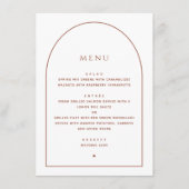 Elegante minimalistische bruiloft | Boog Receptie Menu (Voorkant)