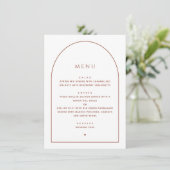 Elegante minimalistische bruiloft | Boog Receptie Menu (Staand voorkant)
