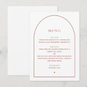 Elegante minimalistische bruiloft | Boog Receptie  Menu (Voorkant / Achterkant)