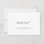 Elegante minimalistische bruiloft bucket list<br><div class="desc">Eenvoudige zwart-wit kalligrafie script bruiloft bucket list advies kaart</div>